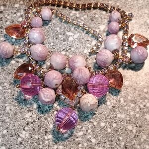 Elegant Pink and Purple Beaded Necklace